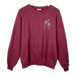 Champion Eco Glory to Glory Graphic Maroon Red Crew Neck Sweatshirt Size Medium